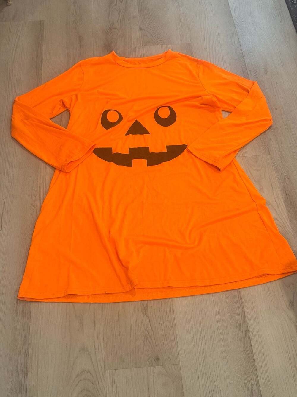 Unbranded Halloween Pumpkin Face Dress Costume Orange Long Sleeve Size L